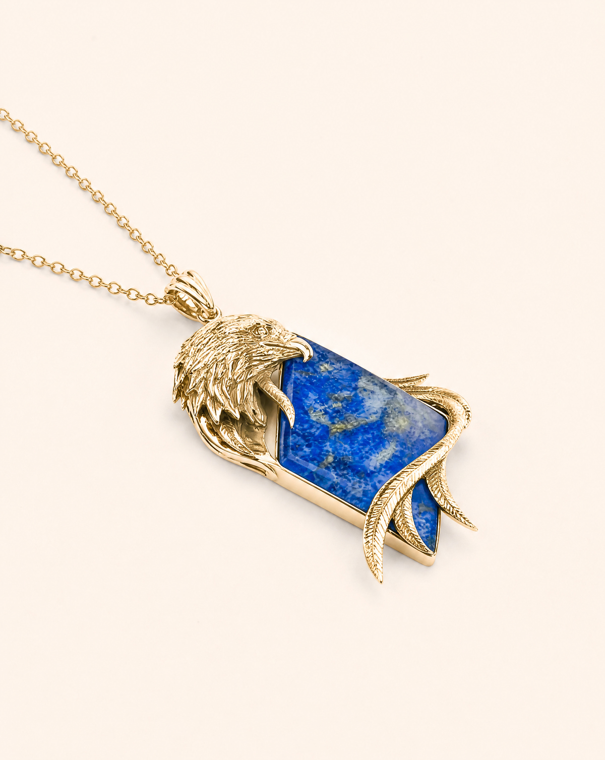 Embrace Eagle Lapis Pendant — Gold