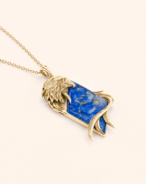Embrace Eagle Lapis Pendant — Gold