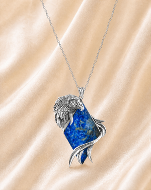 Embrace Eagle Lapis Pendant — Silver