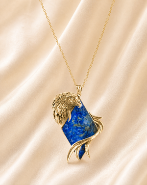 Embrace Eagle Lapis Pendant — Gold