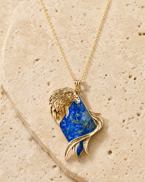 Embrace Eagle Lapis Pendant — Gold