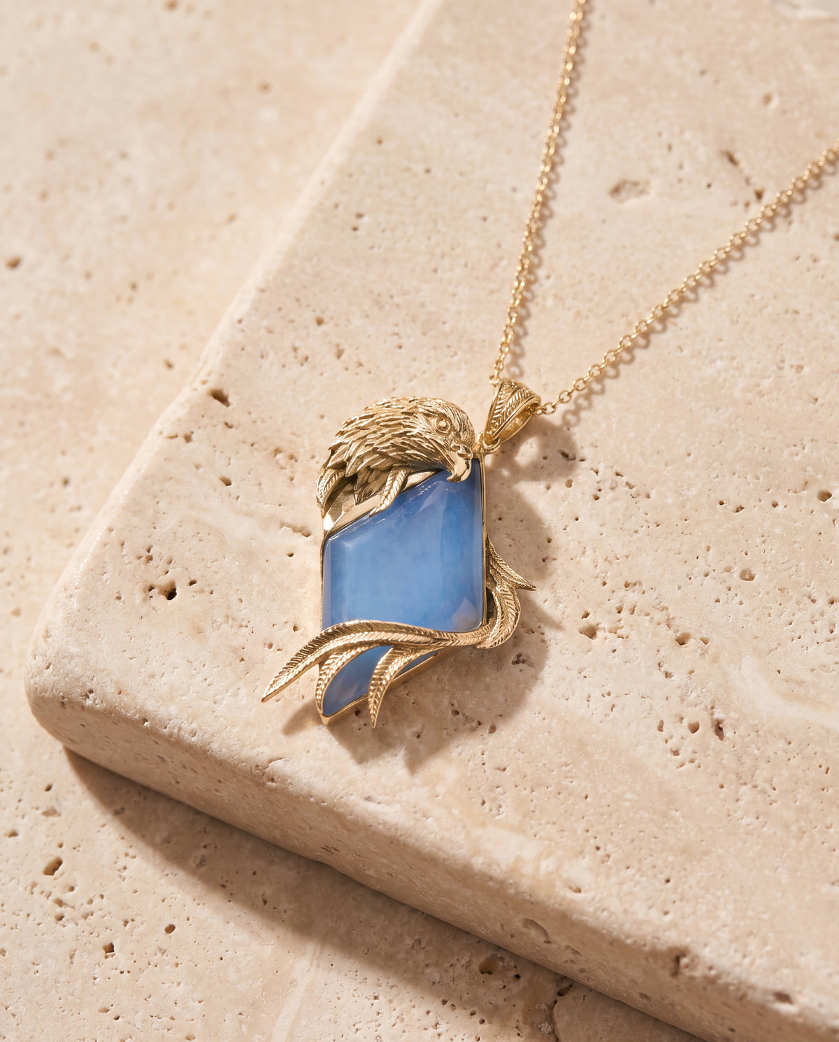 Embrace Eagle Opalite Pendant — Gold