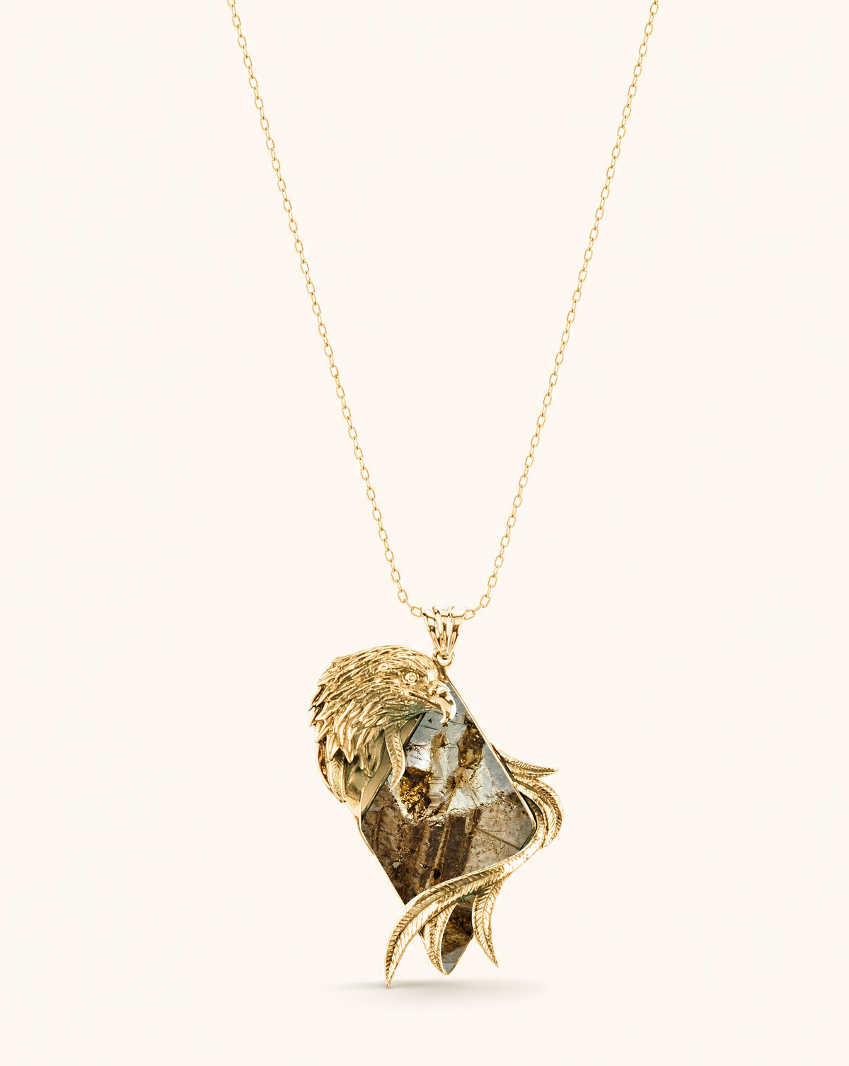 Embrace Eagle Pyrite Pendant — Gold