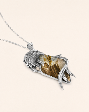 Embrace Eagle Pyrite Pendant — Silver
