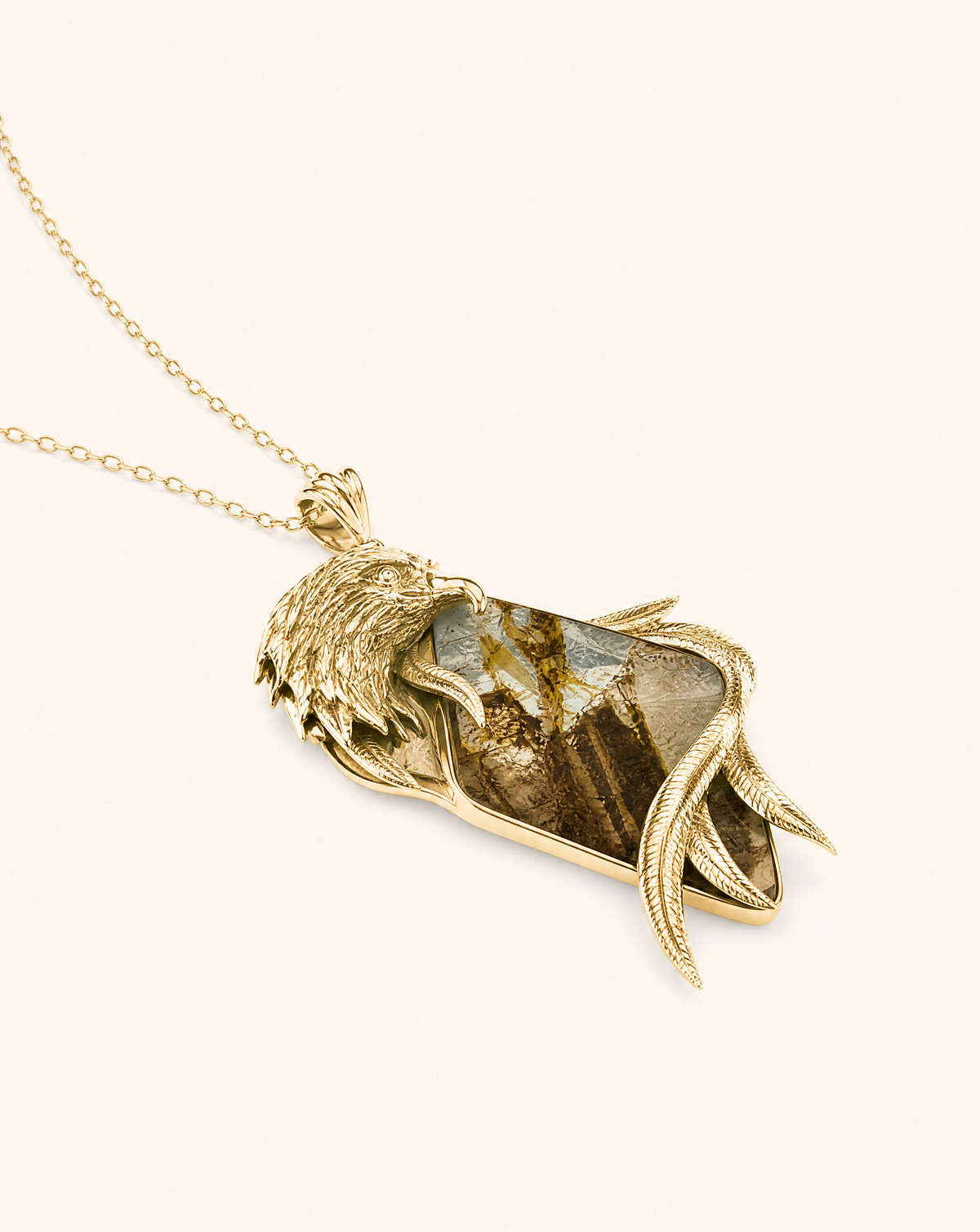 Embrace Eagle Pyrite Pendant — Gold