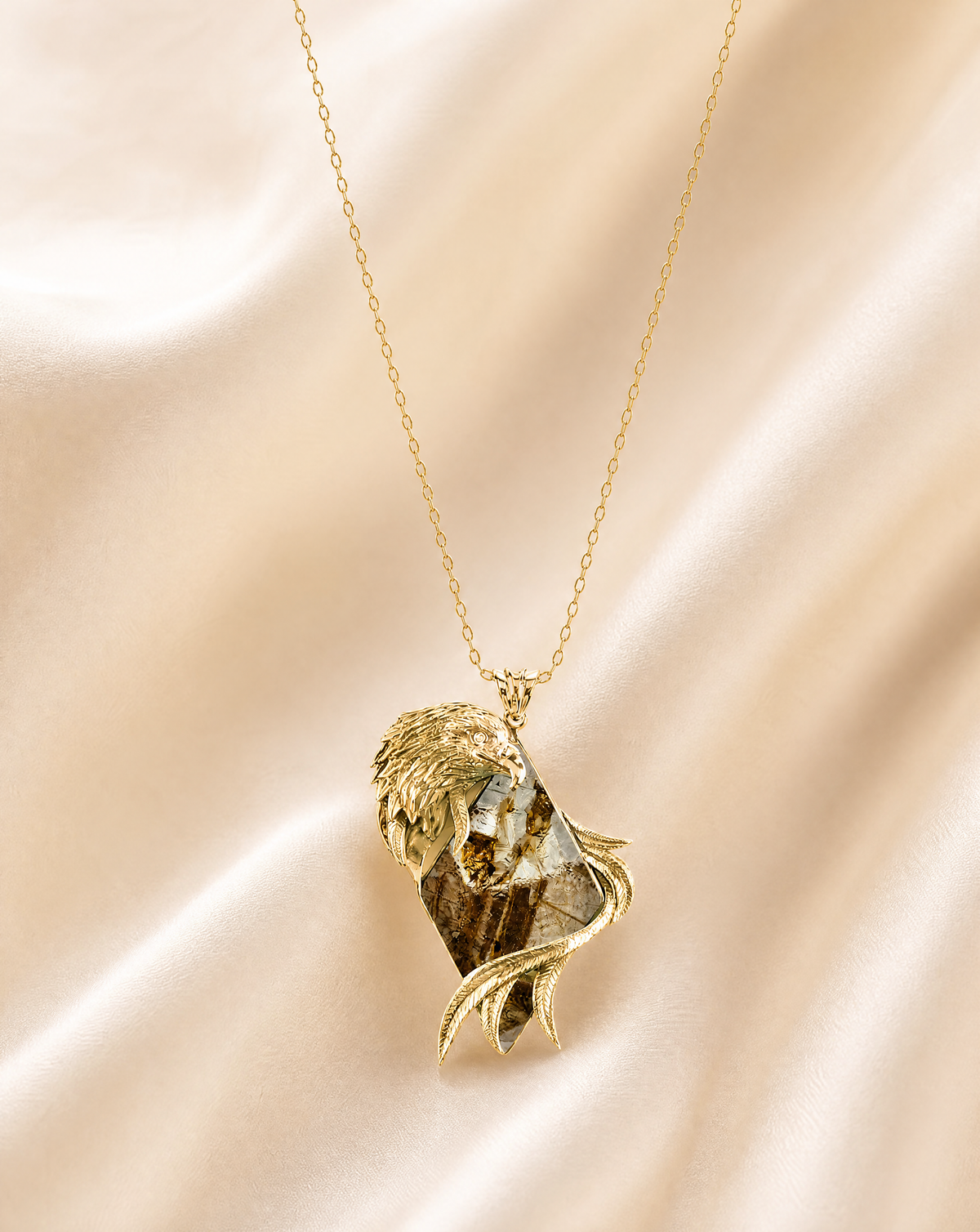 Embrace Eagle Pyrite Pendant — Gold