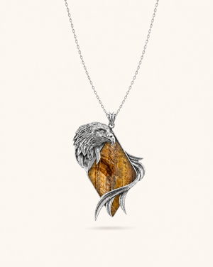 Embrace Eagle Tiger's Eye Pendant — Silver