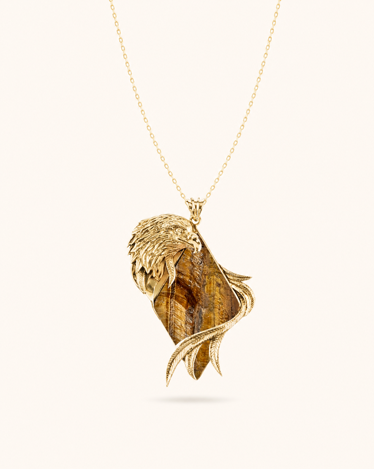 Embrace Eagle Tiger's Eye Pendant — Gold