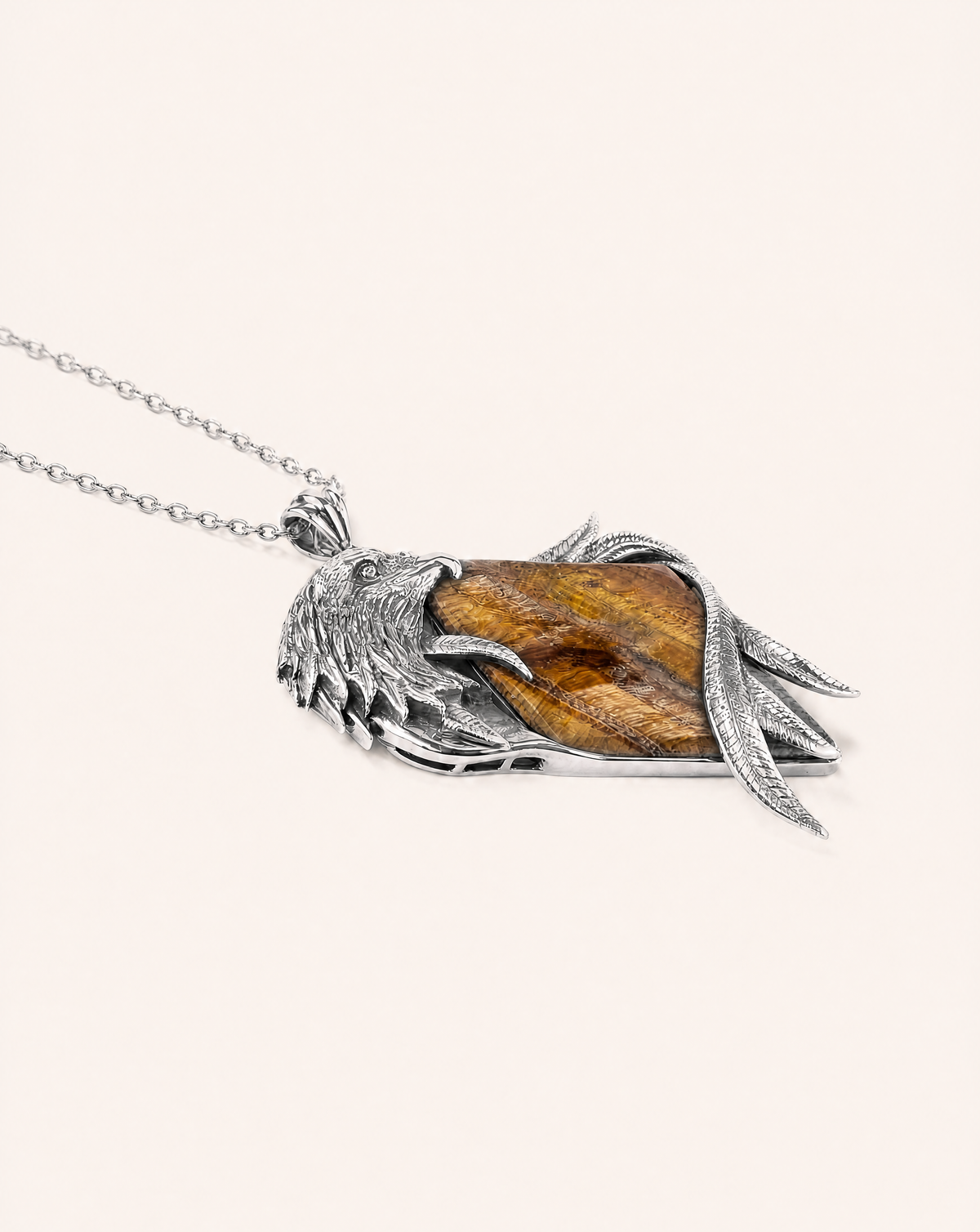 Embrace Eagle Tiger's Eye Pendant — Silver