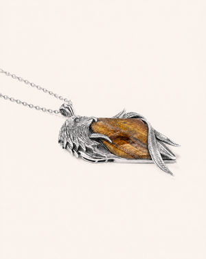 Embrace Eagle Tiger's Eye Pendant — Silver
