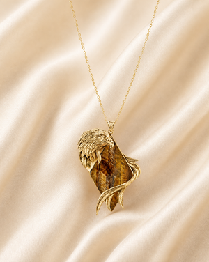 Embrace Eagle Tiger's Eye Pendant — Gold