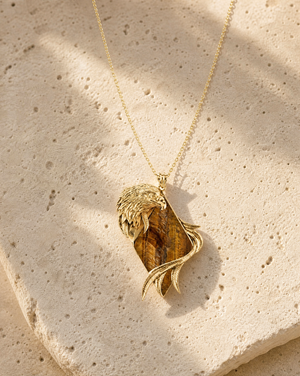 Embrace Eagle Tiger's Eye Pendant — Gold