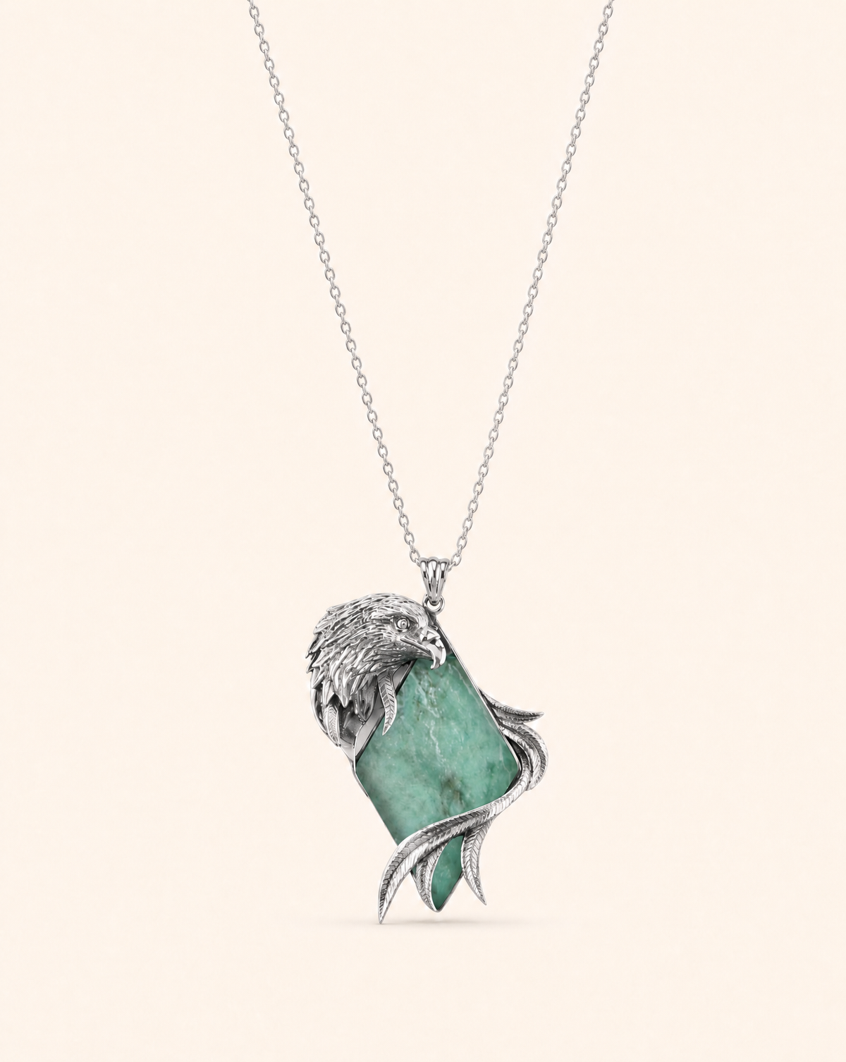 Embrace Eagle Turquoise Pendant — Silver
