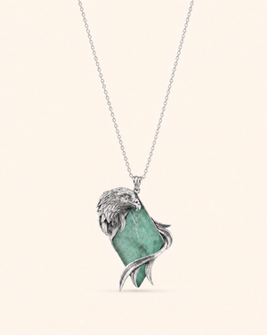 Embrace Eagle Turquoise Pendant — Silver