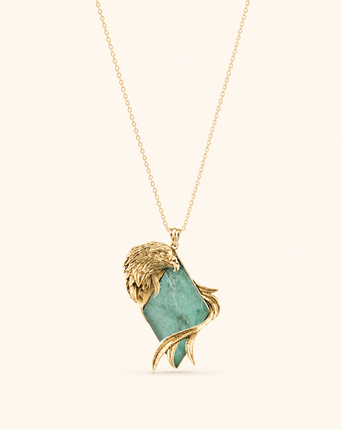 Embrace Eagle Turquoise Pendant — Gold