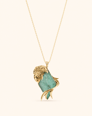 Embrace Eagle Turquoise Pendant — Gold