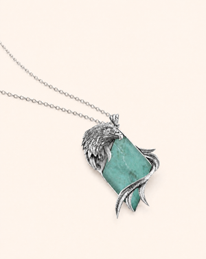 Embrace Eagle Turquoise Pendant — Silver