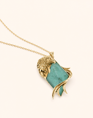 Embrace Eagle Turquoise Pendant — Gold