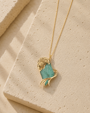 Embrace Eagle Turquoise Pendant — Gold