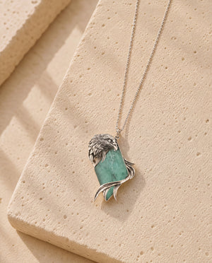 Embrace Eagle Turquoise Pendant — Silver