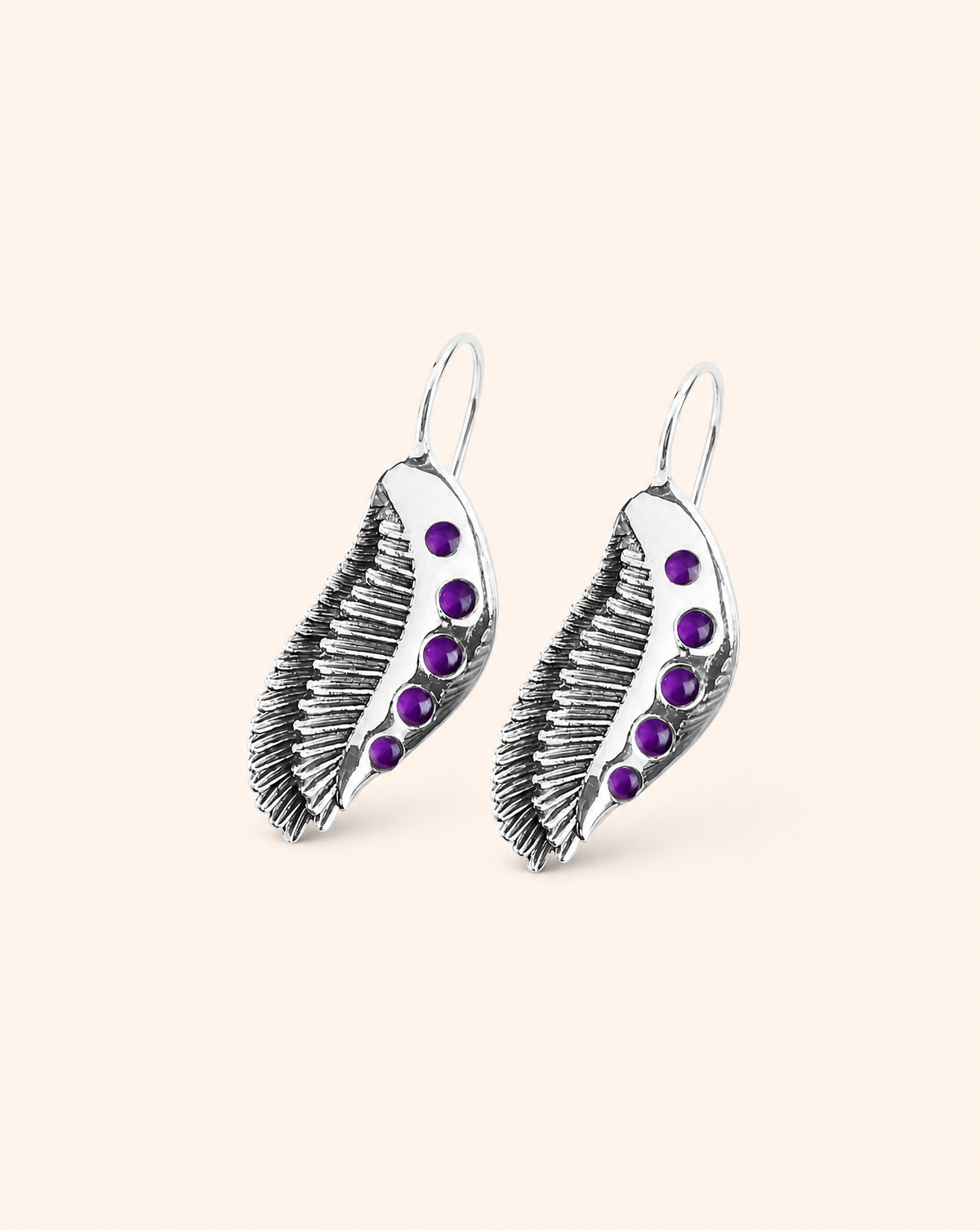Featherlights Amethyst Earrings — Silver