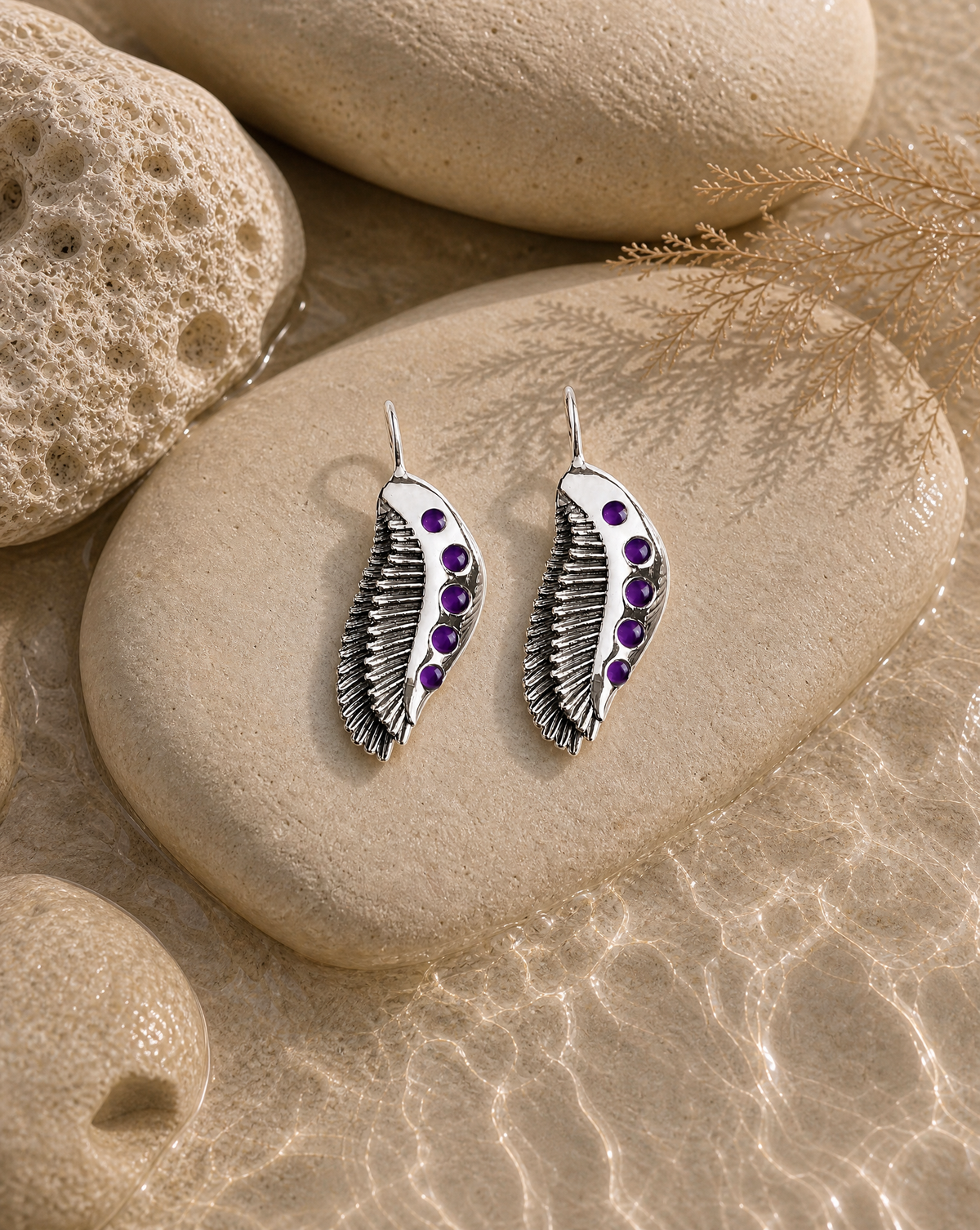 Featherlights Amethyst Earrings — Silver
