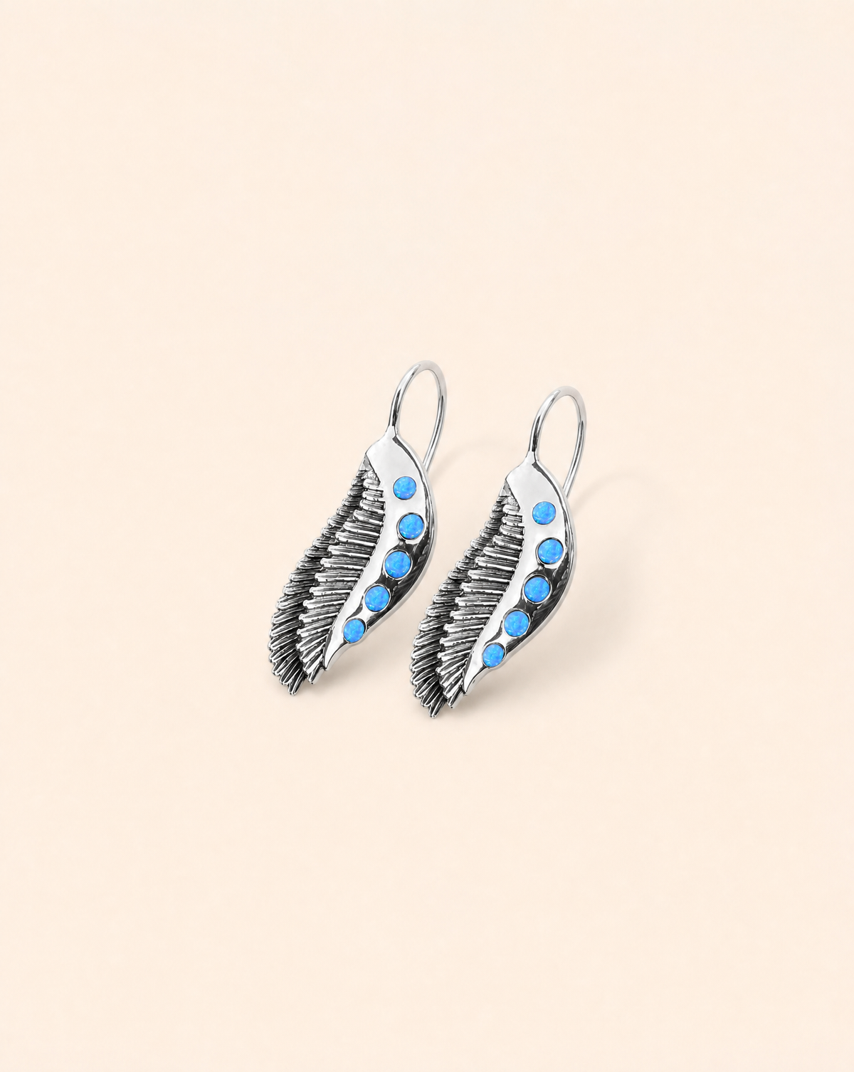 Featherlights Blue Opal Earrings — Silver-2