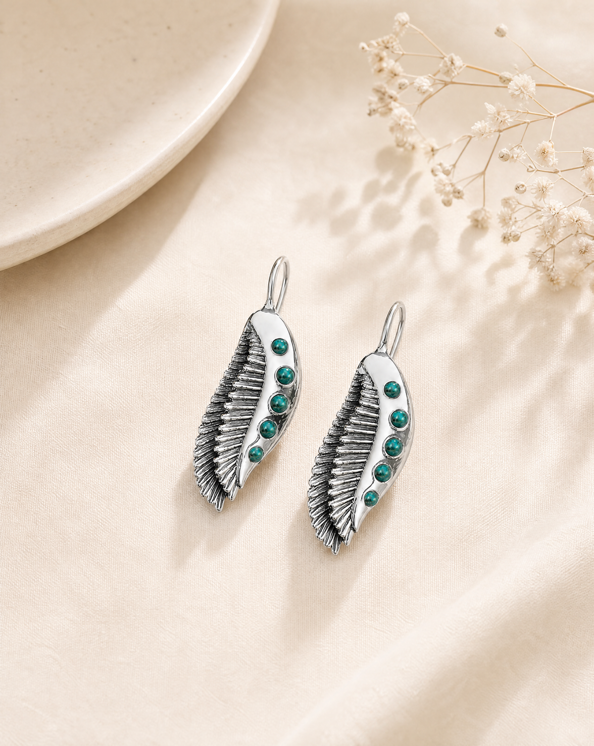 Featherlights Chrysocolla Earrings — Silver