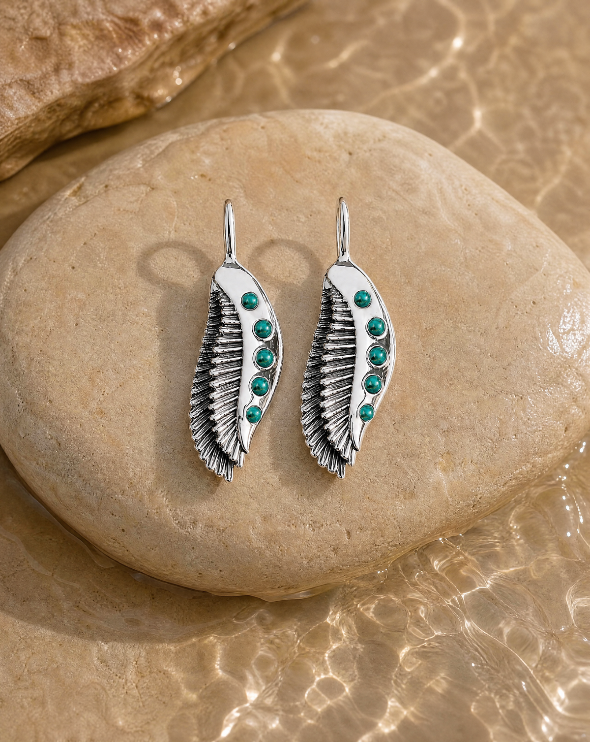 Featherlights Chrysocolla Earrings — Silver