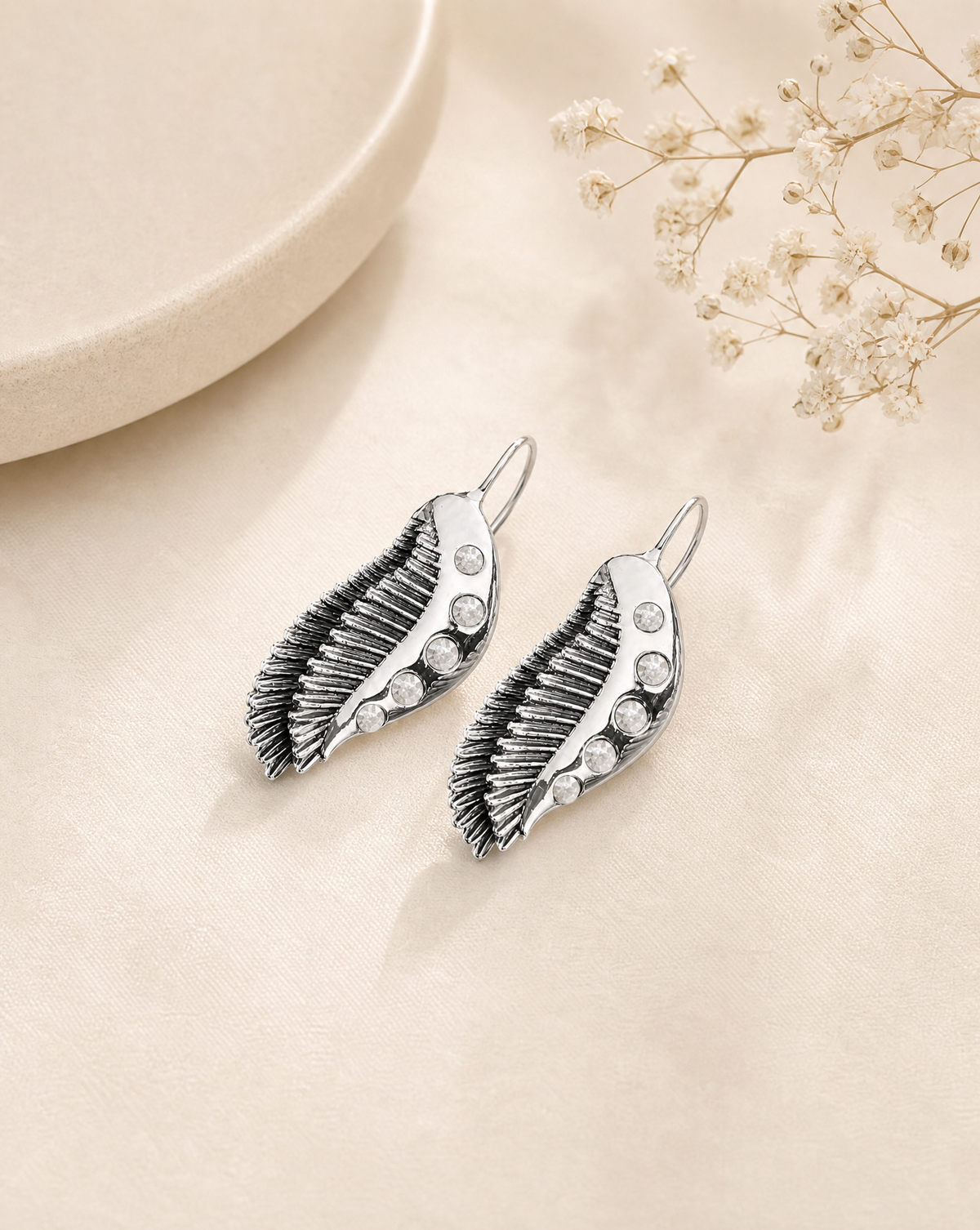 Featherlights Clear Quartz Earrings — Silver