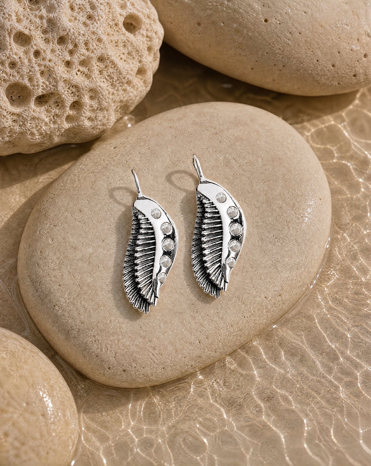 Featherlights Clear Quartz Earrings — Silver