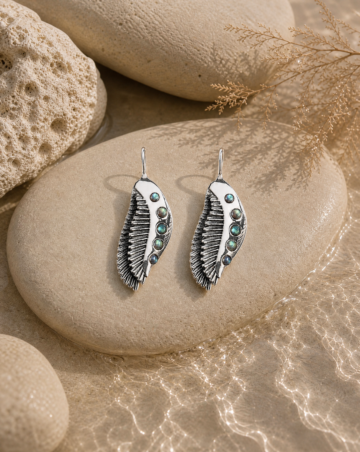 Featherlights Labradorite Earrings — Silver