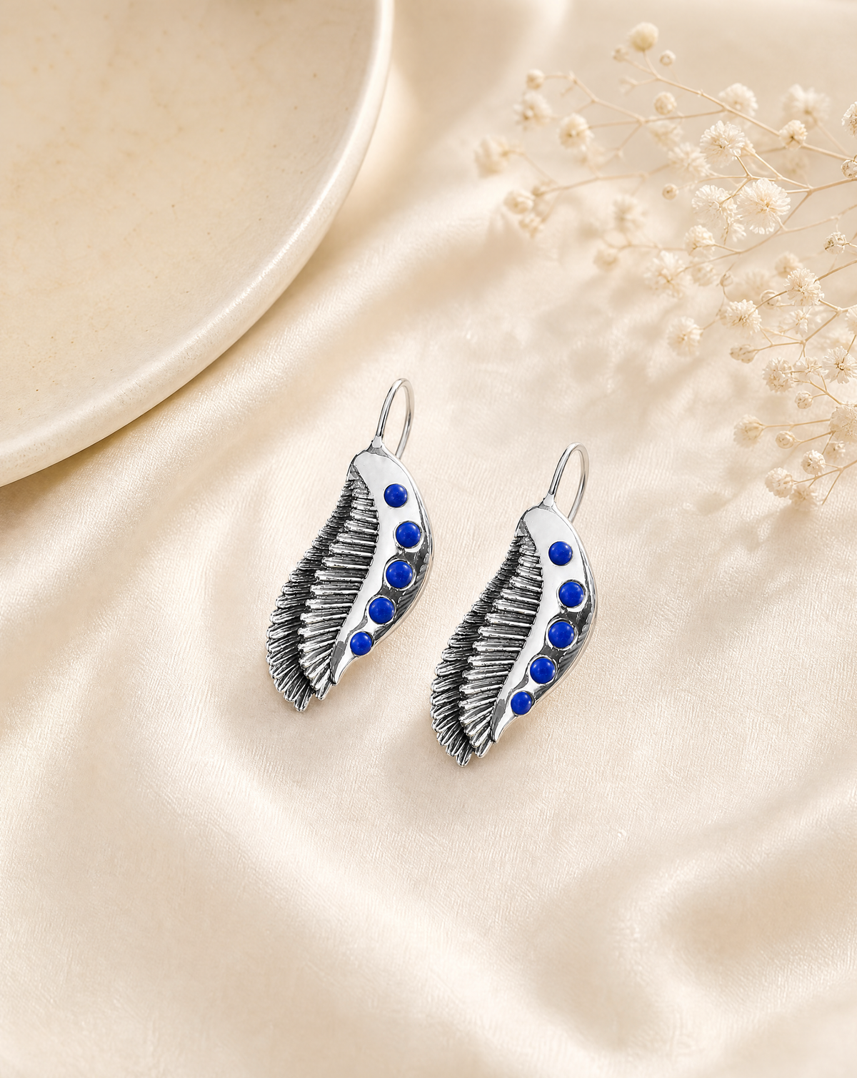 Featherlights Lapis Earrings — Silver