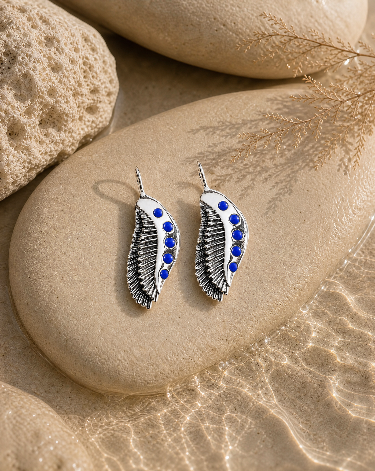 Featherlights Lapis Earrings — Silver