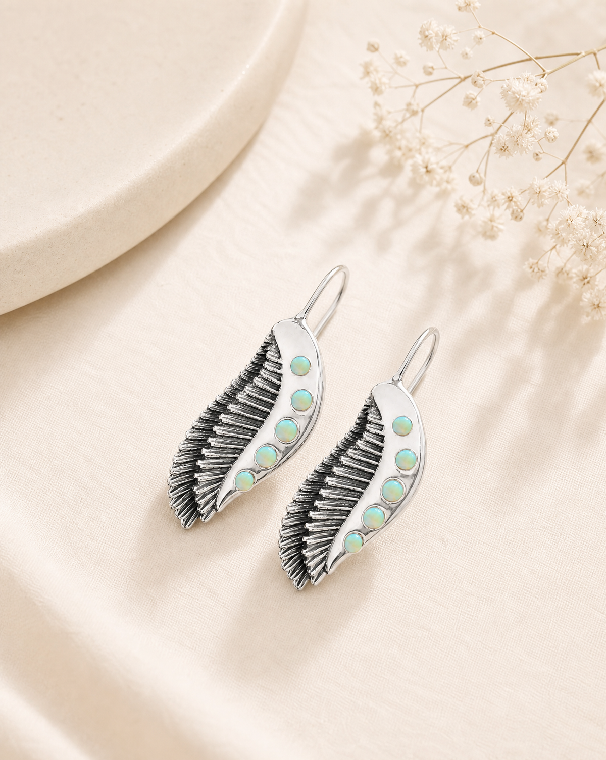 Featherlights Opalite Earrings — Silver