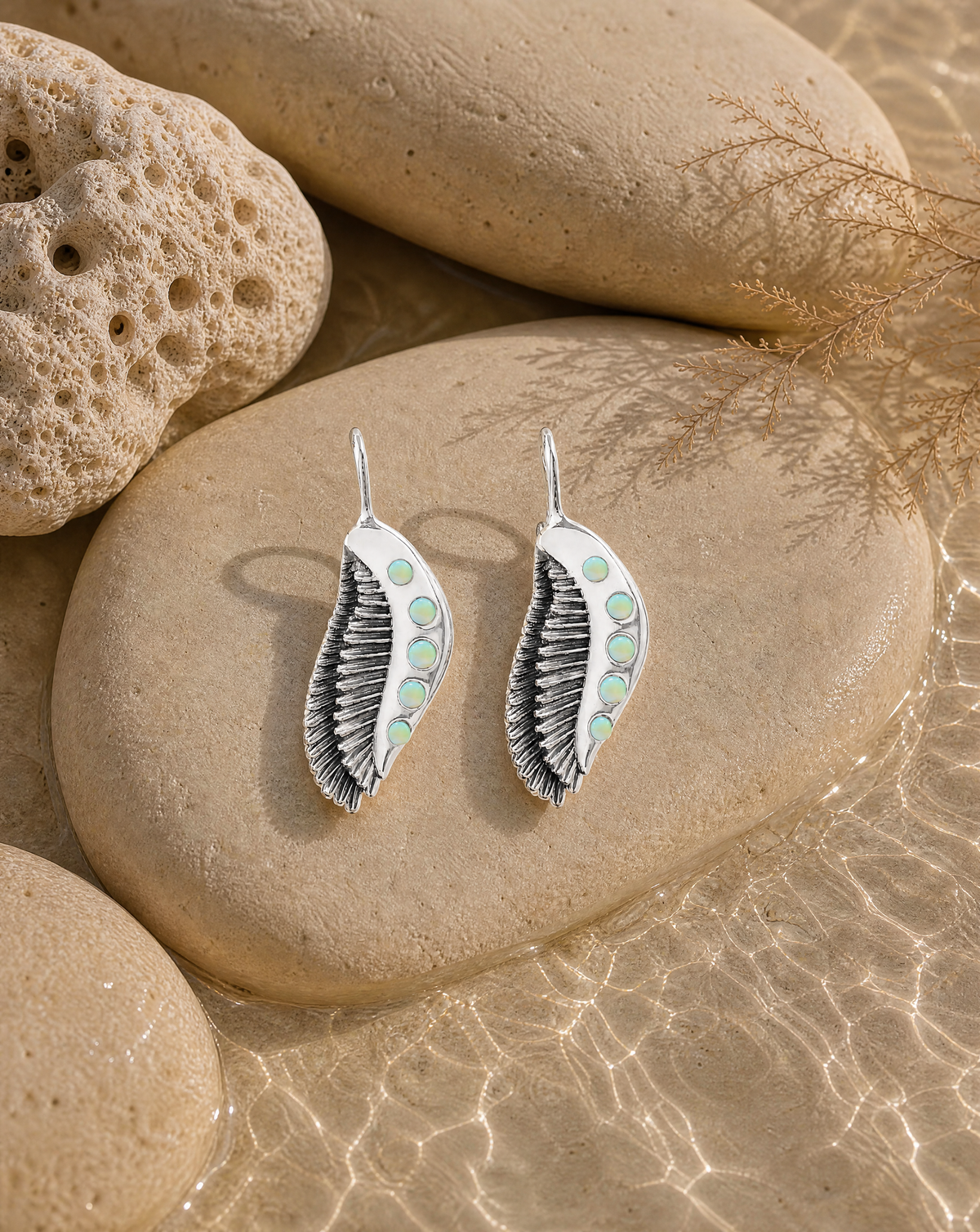 Featherlights Opalite Earrings — Silver
