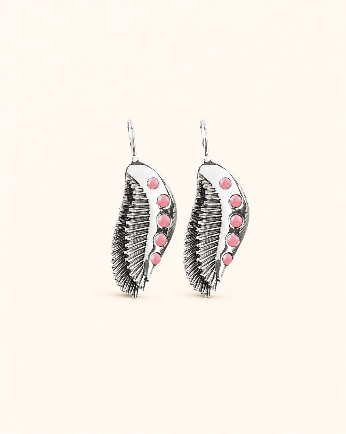 Featherlights Rose Quartz Earrings — Silver