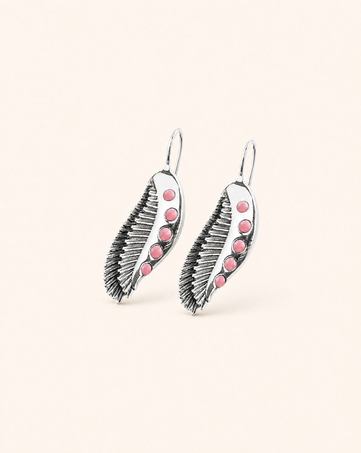 Featherlights Rose Quartz Earrings — Silver