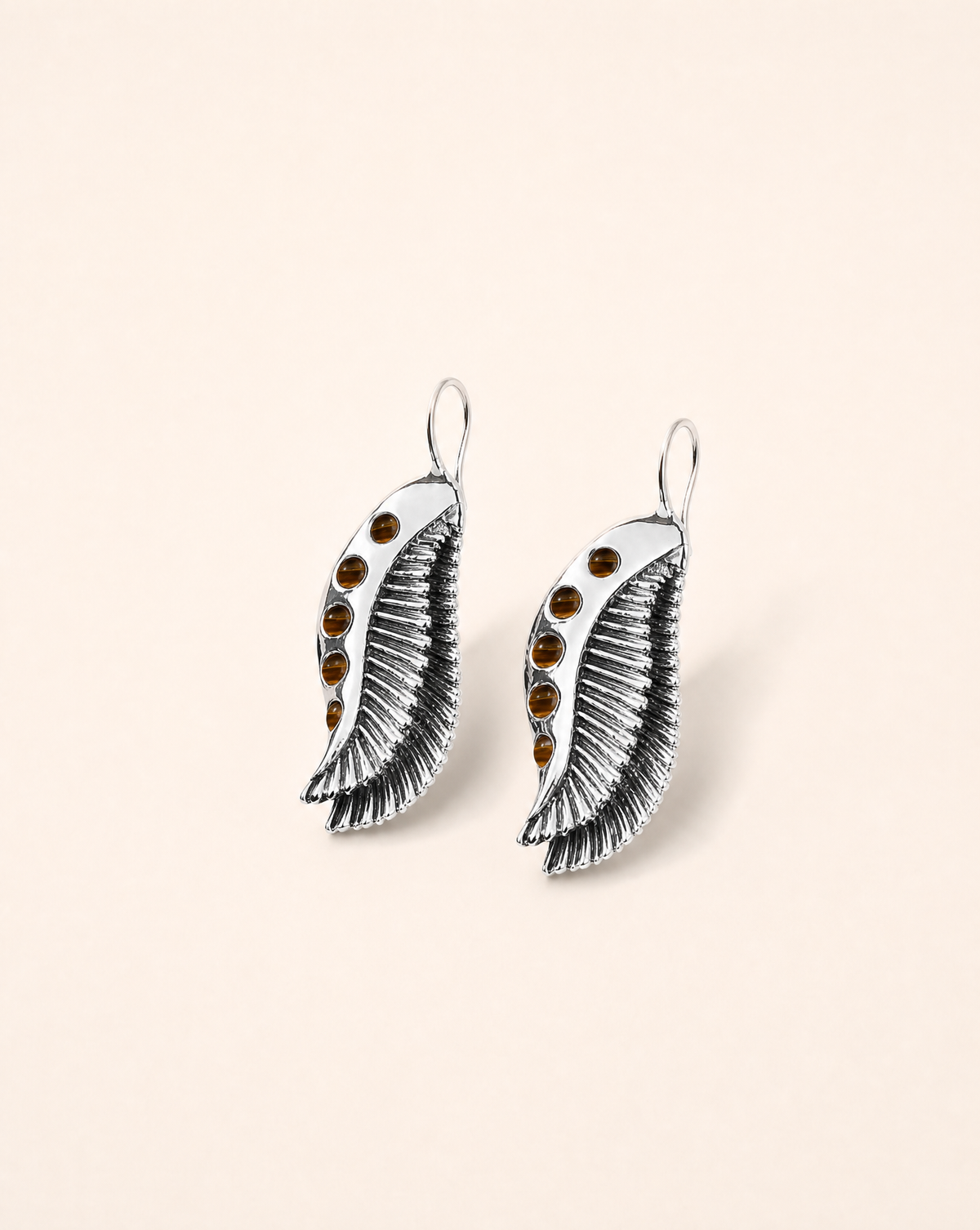 Featherlights Tiger's Eye Earrings — Silver-2