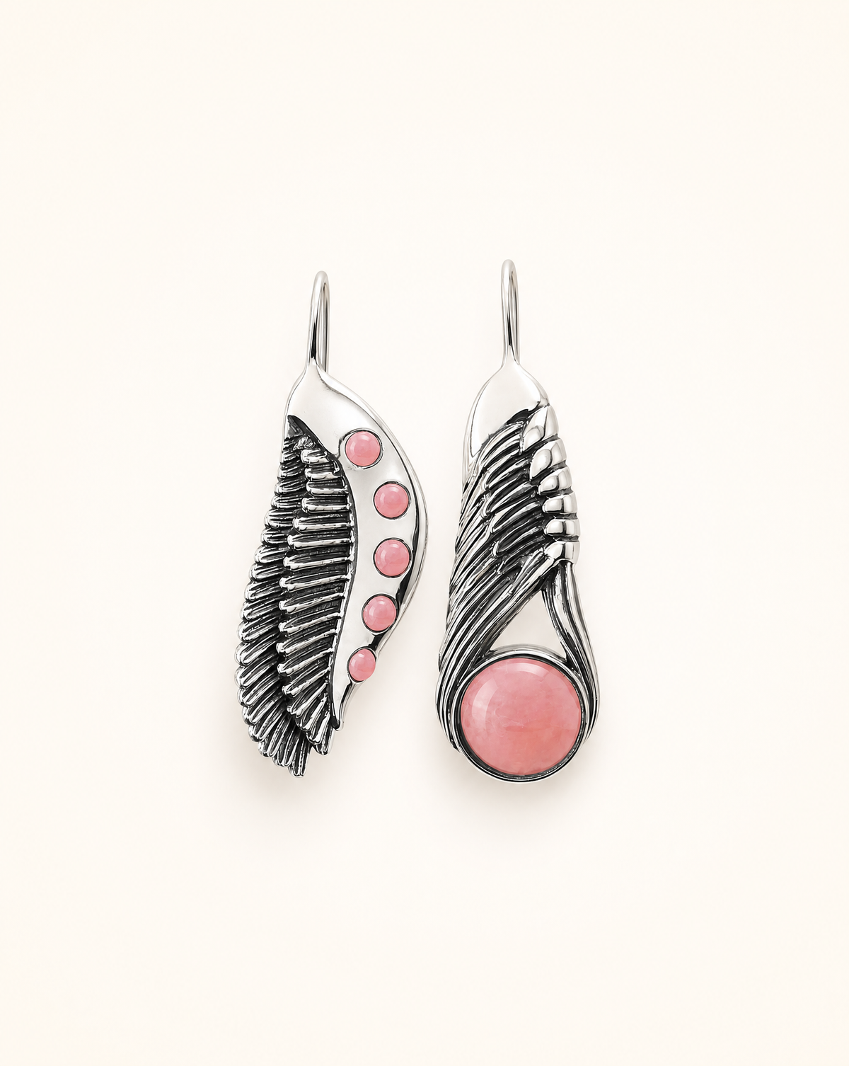 Featherlights & Moonbeams Rose Quartz Earrings — Silver
