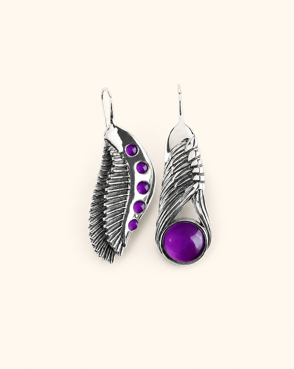 Featherlights & Moonbeams Amethyst Earrings — Silver
