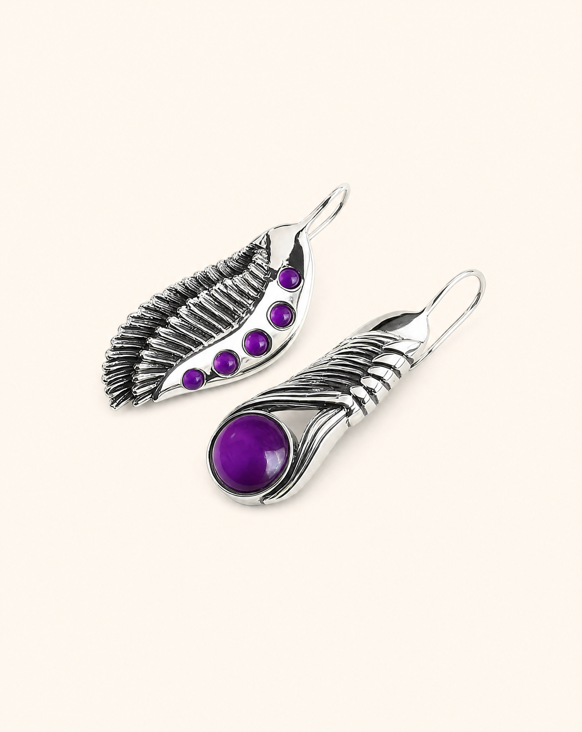 Featherlights & Moonbeams Amethyst Earrings — Silver