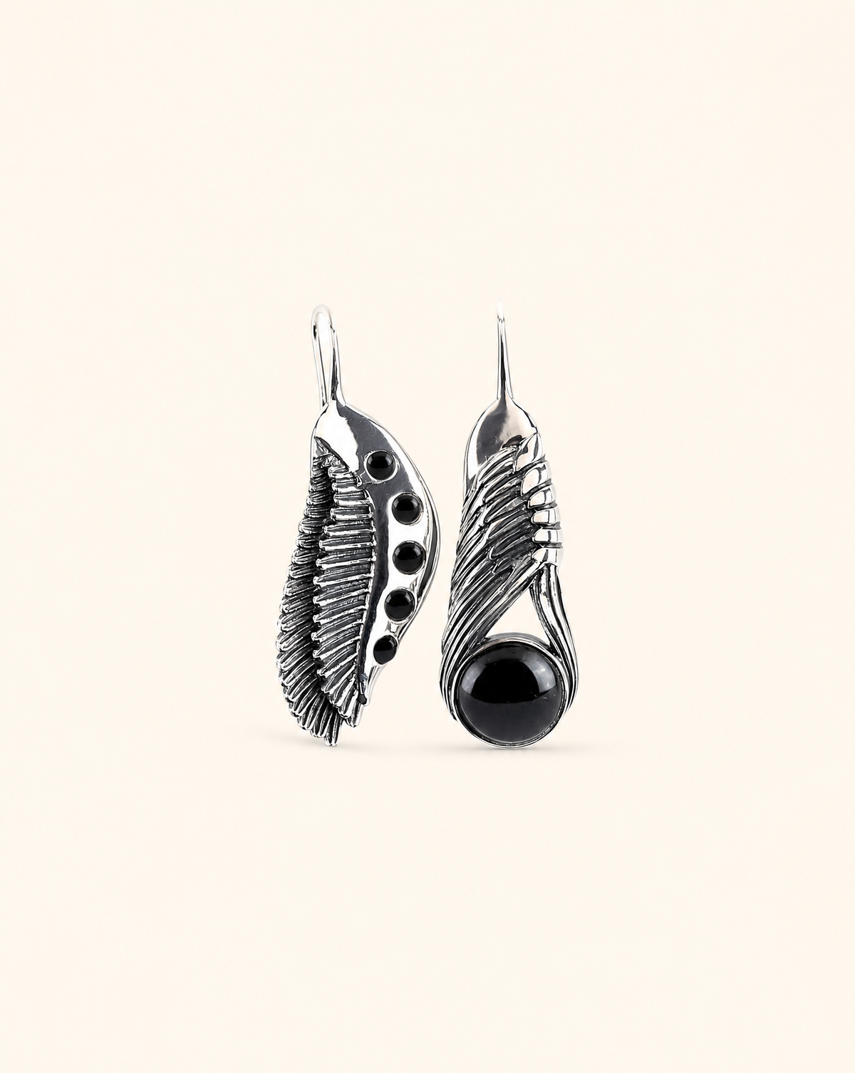Featherlights & Moonbeams Black Tourmaline Earrings — Silver