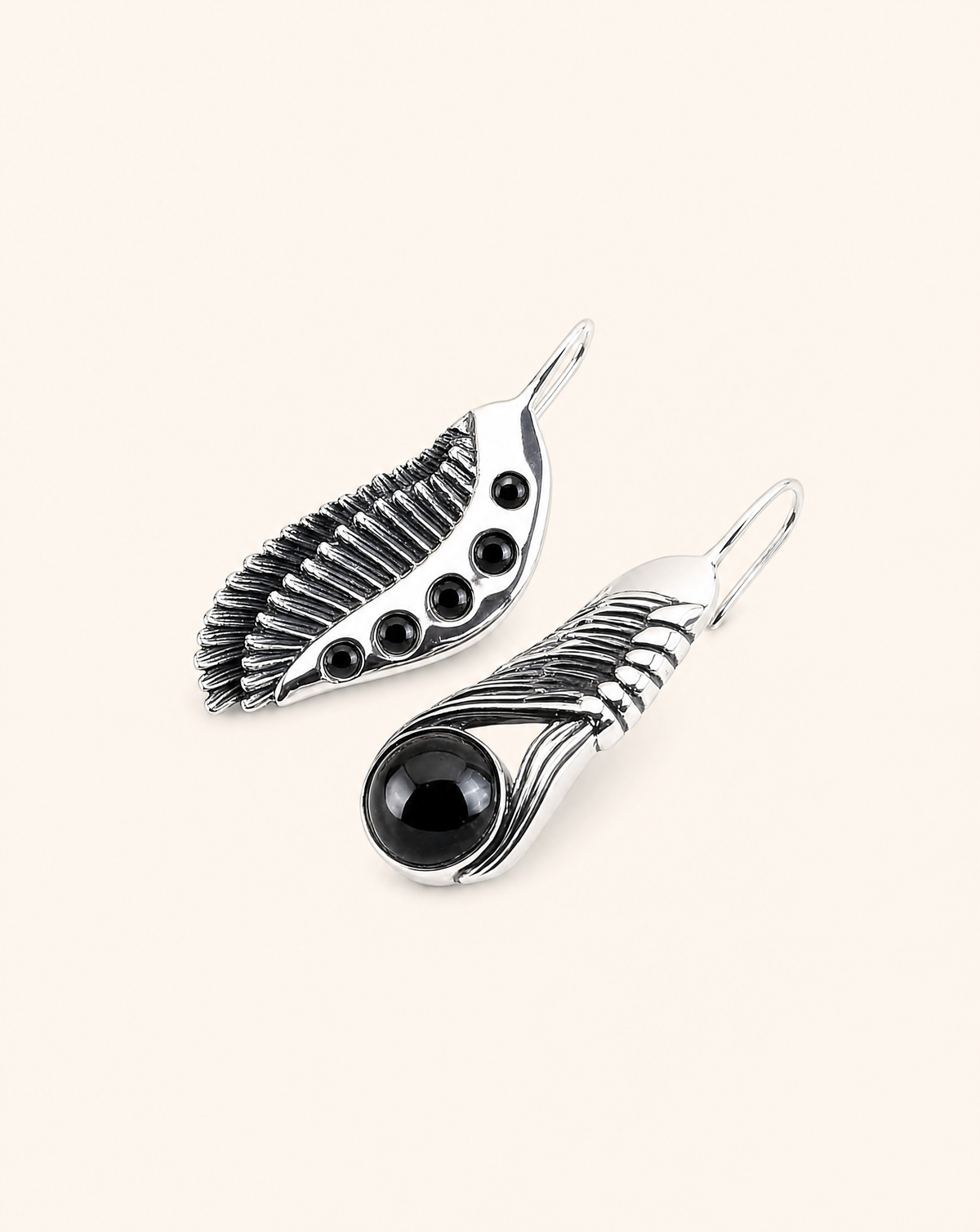 Featherlights & Moonbeams Black Tourmaline Earrings — Silver
