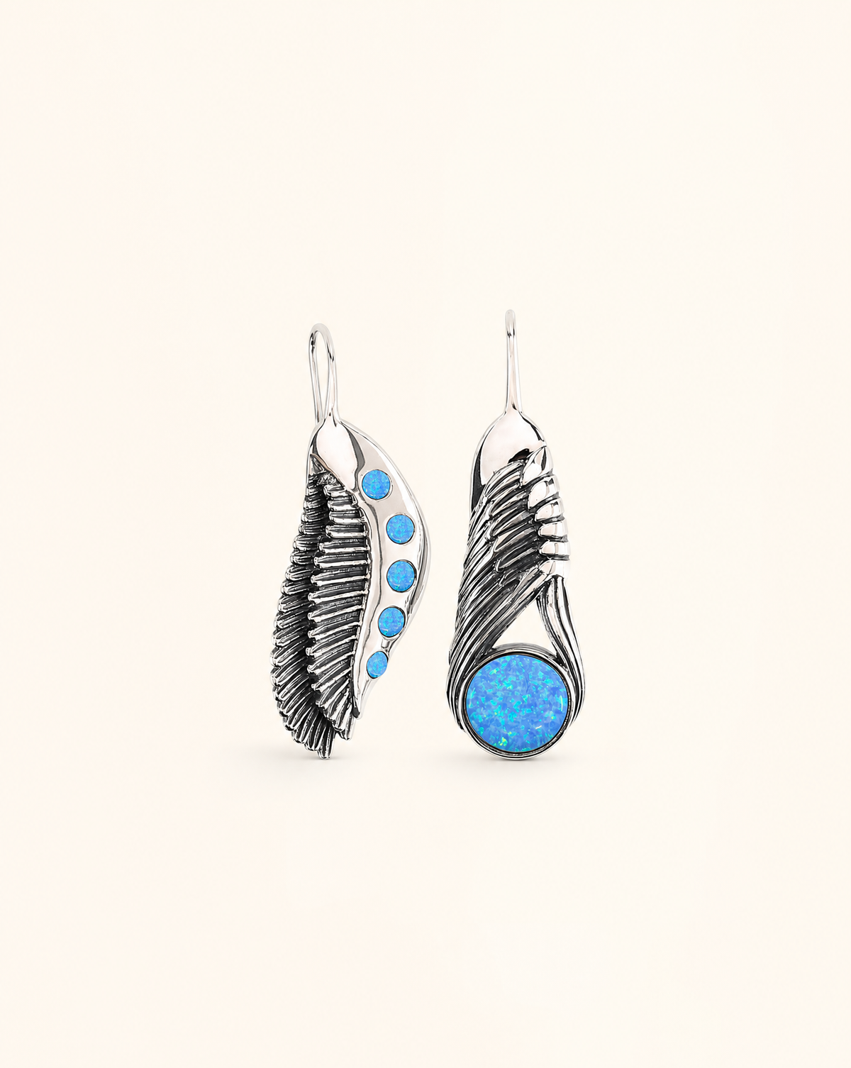 Featherlights & Moonbeams Blue Opal Earrings — Silver
