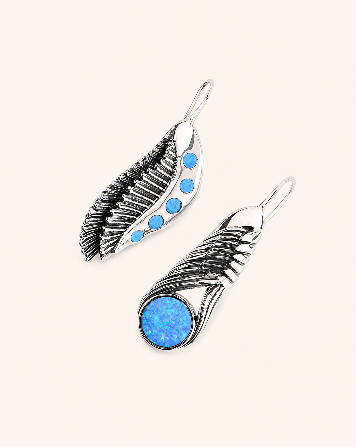 Featherlights & Moonbeams Blue Opal Earrings — Silver