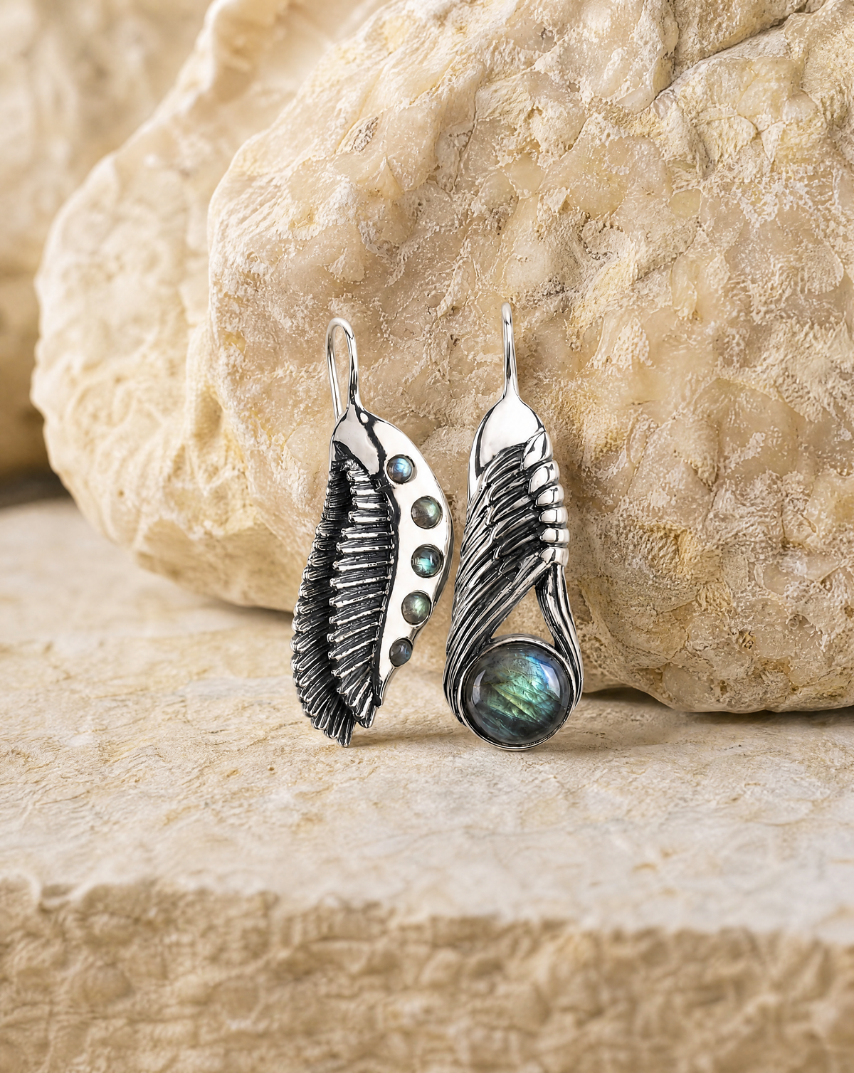 Featherlights & Moonbeams Labradorite Earrings — Silver