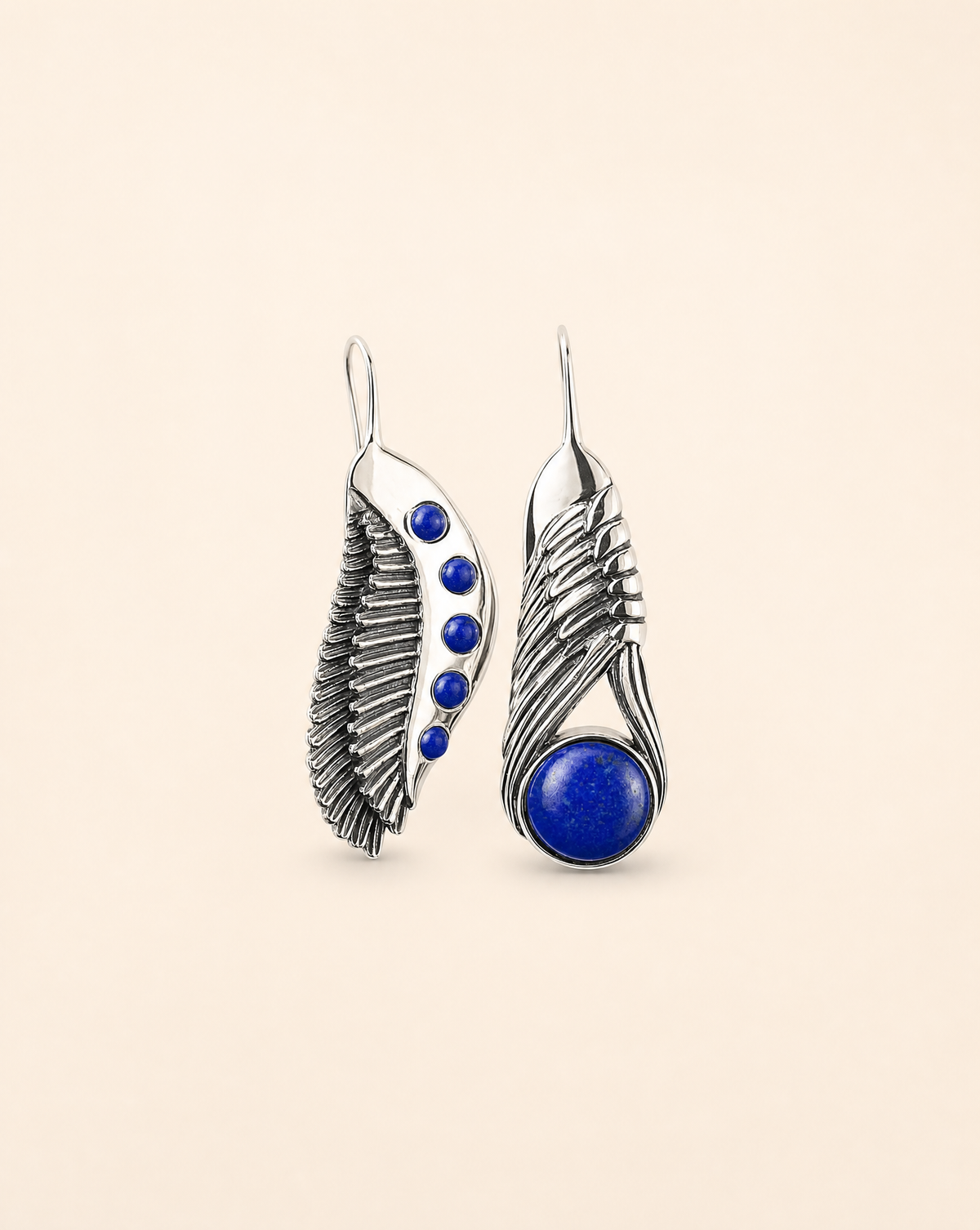 Featherlights & Moonbeams Lapis Earrings — Silver