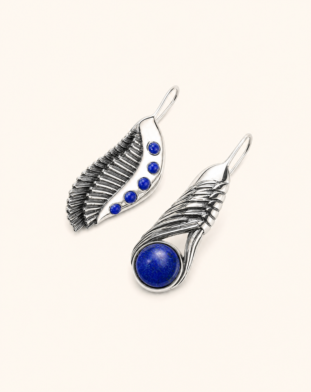 Featherlights & Moonbeams Lapis Earrings — Silver