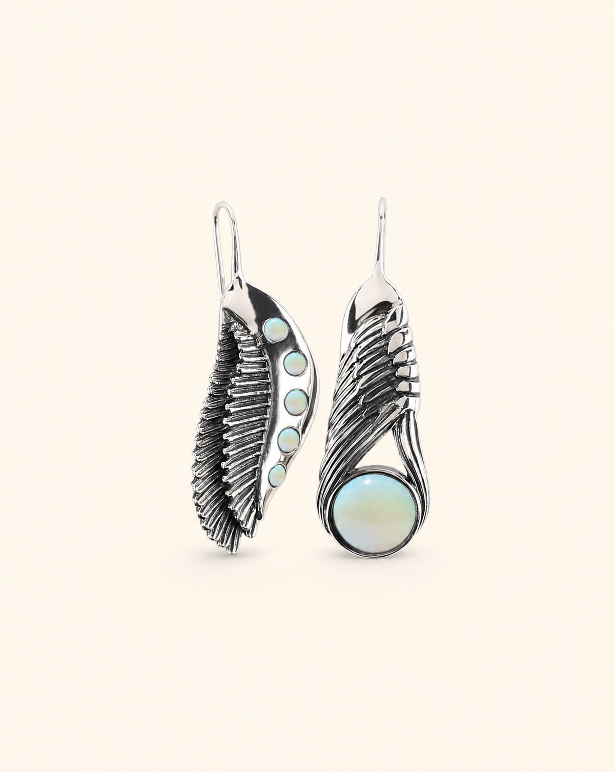 Featherlights & Moonbeams Opalite Earrings — Silver-1